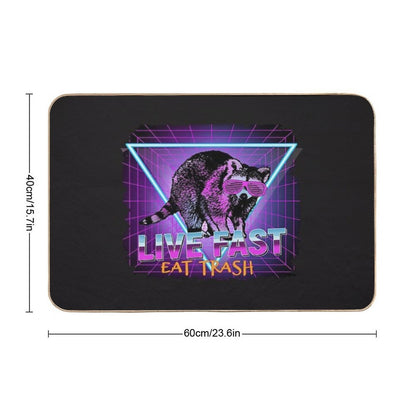 Raccoon Raccoons Live Fast Eat Trash Panda Funny Retro Gift  Rapid-Drying Bath Mat