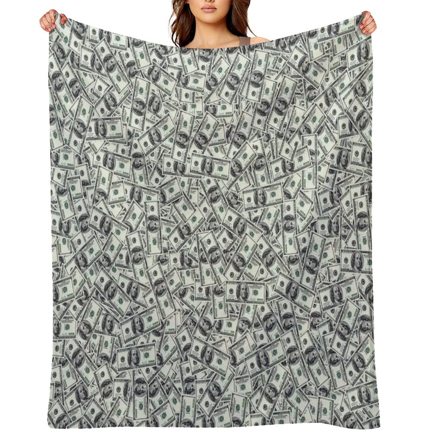 Giant Money Background 100 Dollar Bills Throw Blanket