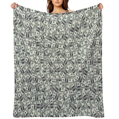 Giant Money Background 100 Dollar Bills Throw Blanket