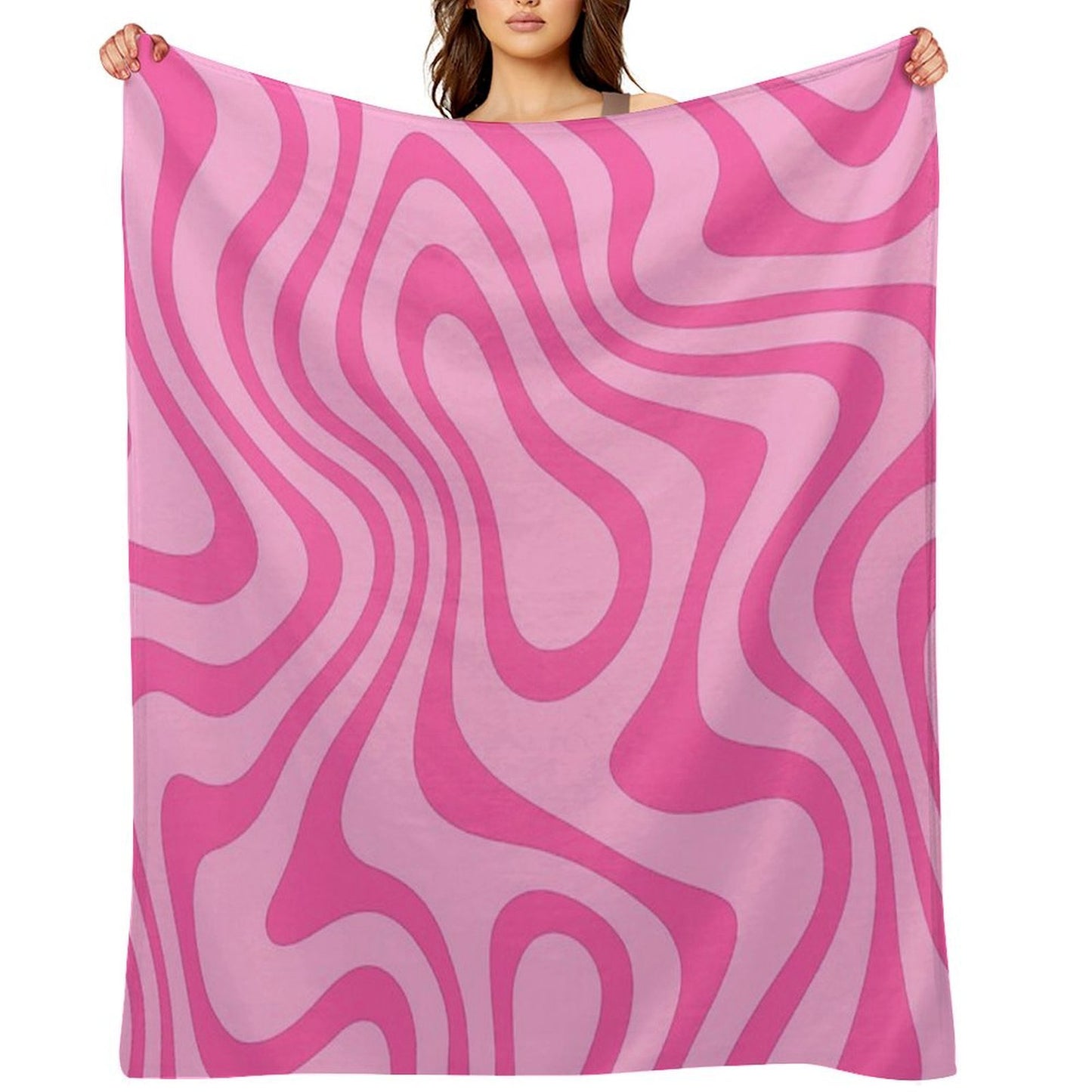 Vibrant Pink Wavy Abstract Pattern Throw Blanket