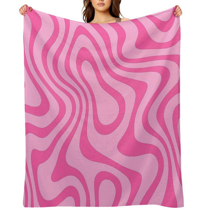 Vibrant Pink Wavy Abstract Pattern Throw Blanket