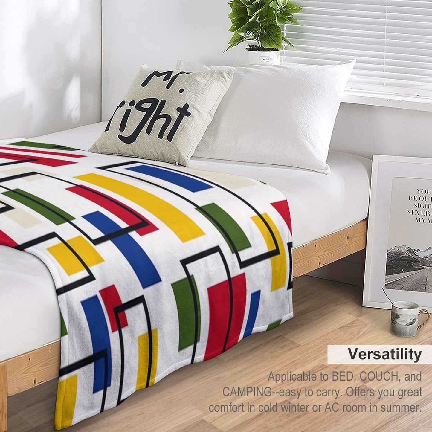 Mondrian Style Throw Blanket