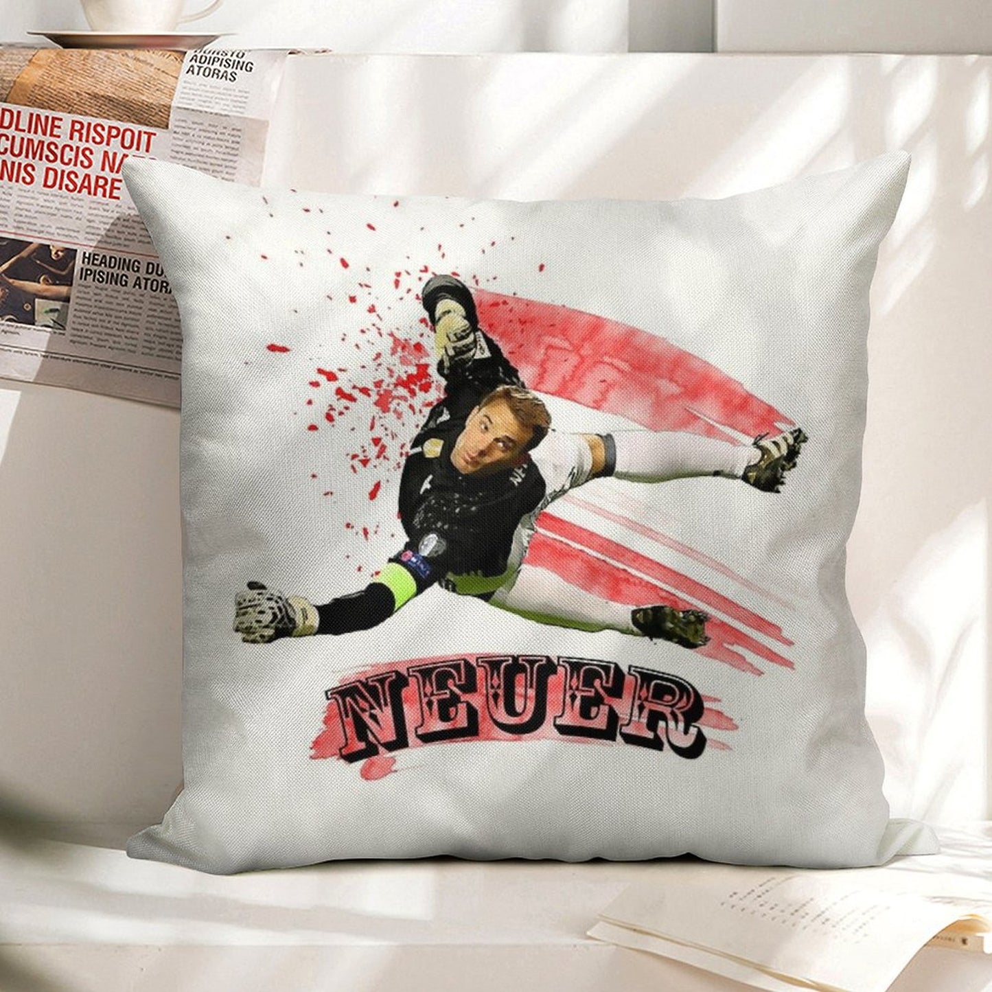 Manuel Neuer Linen Throw Pillow Cover