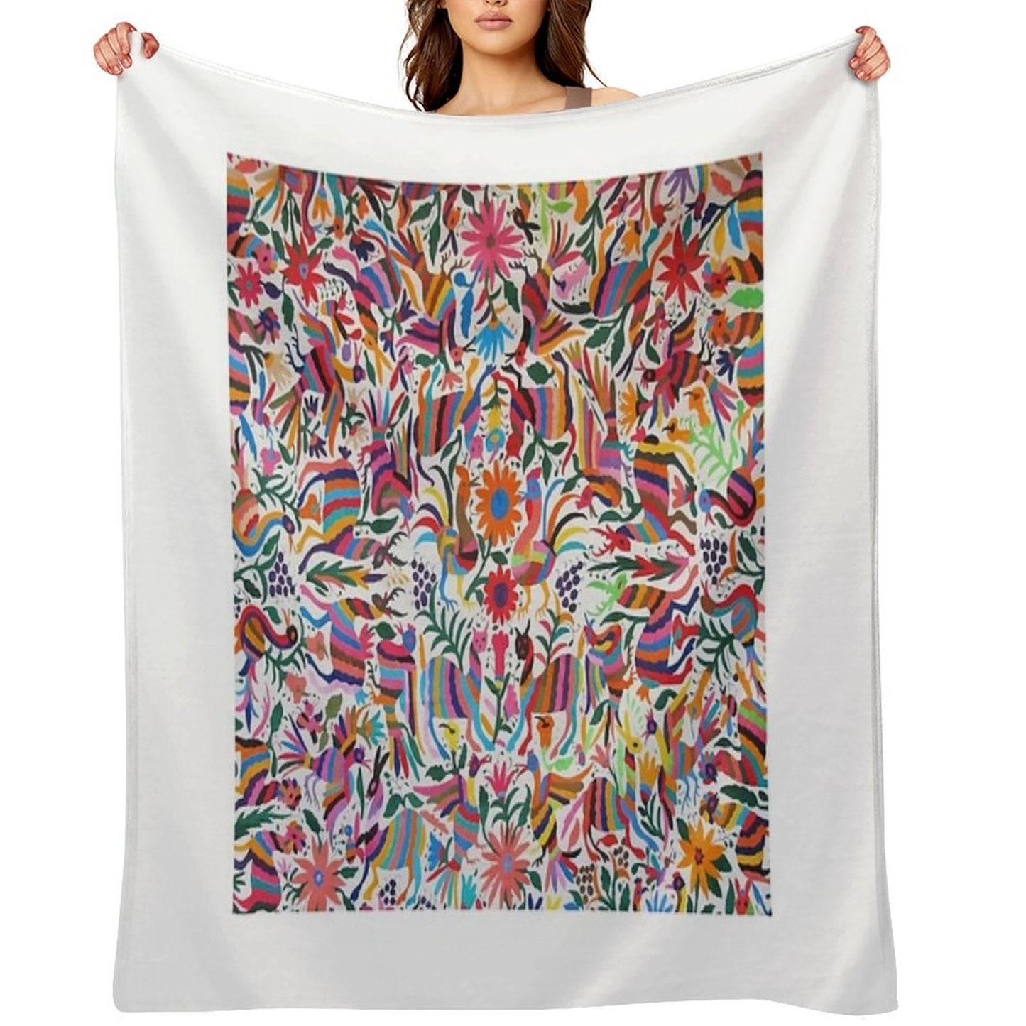 Otomi Fabric Mexico Art Throw Blanket