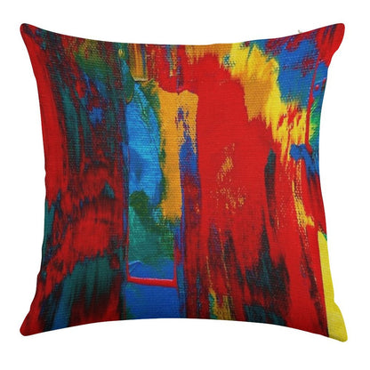 Bright Bold Colorful Abstract Art Linen Throw Pillow Cover