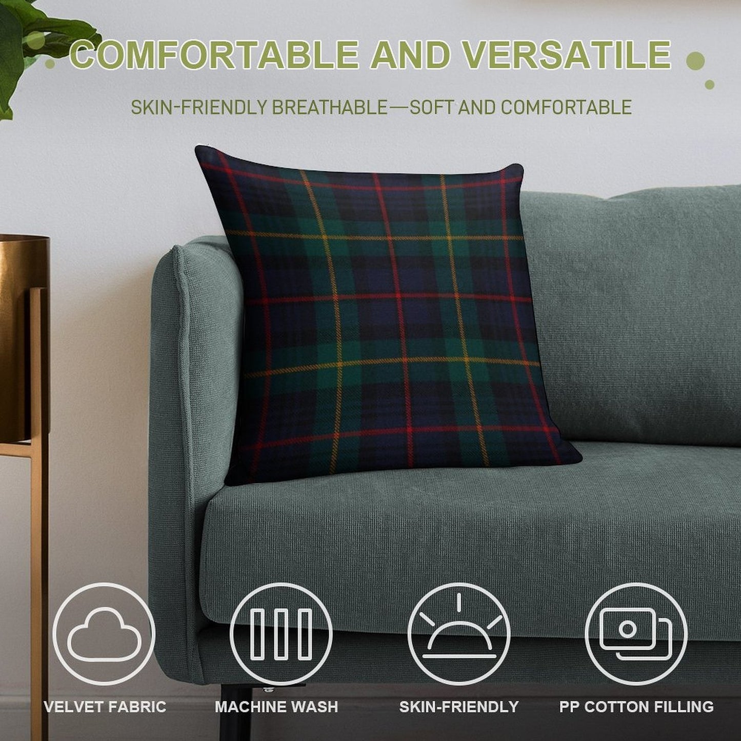 Farquharson Scottish Tartan Soft Durable Construction Throw Pillow
