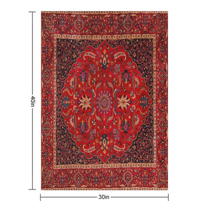 Red Persian Rug Throw Blanket