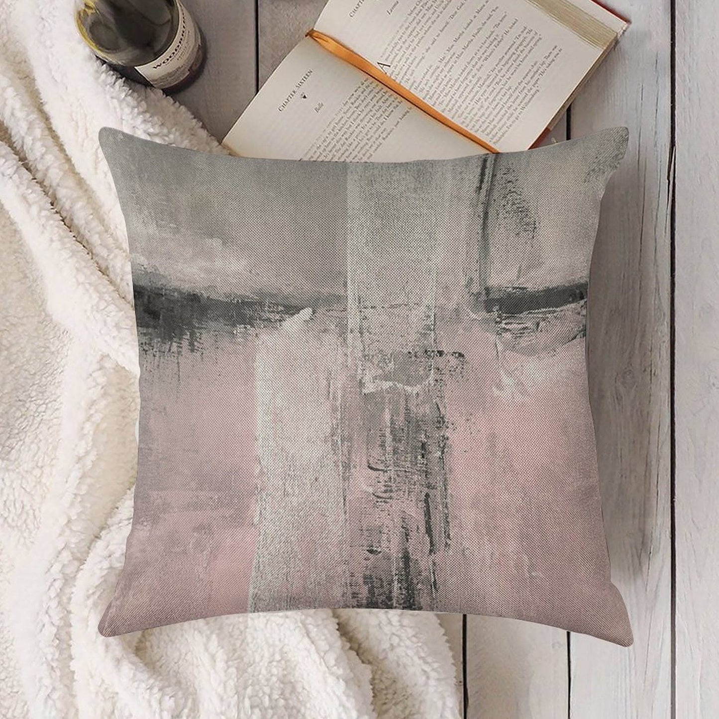 Blush Linen Throw Pillow Cover