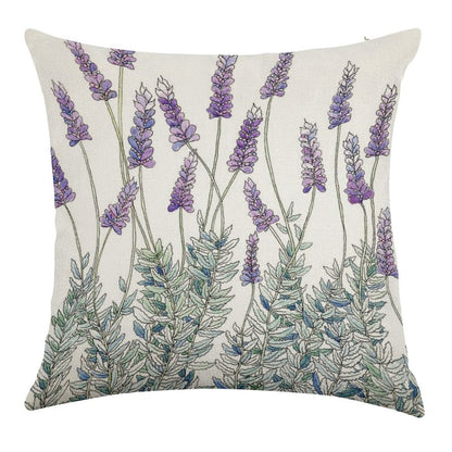 Lavender, Illustration Linen Throw Pillow Cover