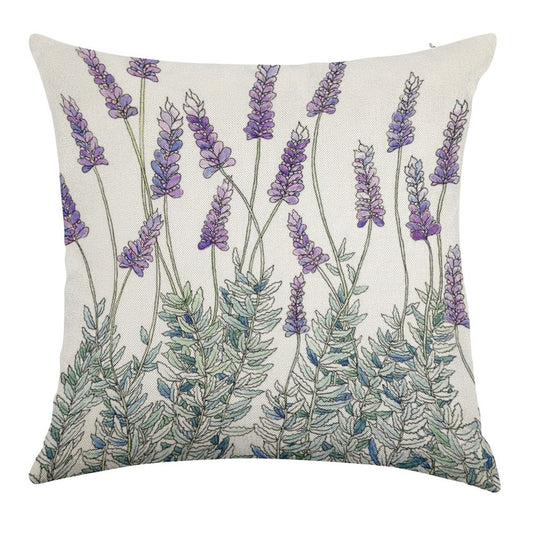 Lavender, Illustration Linen Throw Pillow Cover