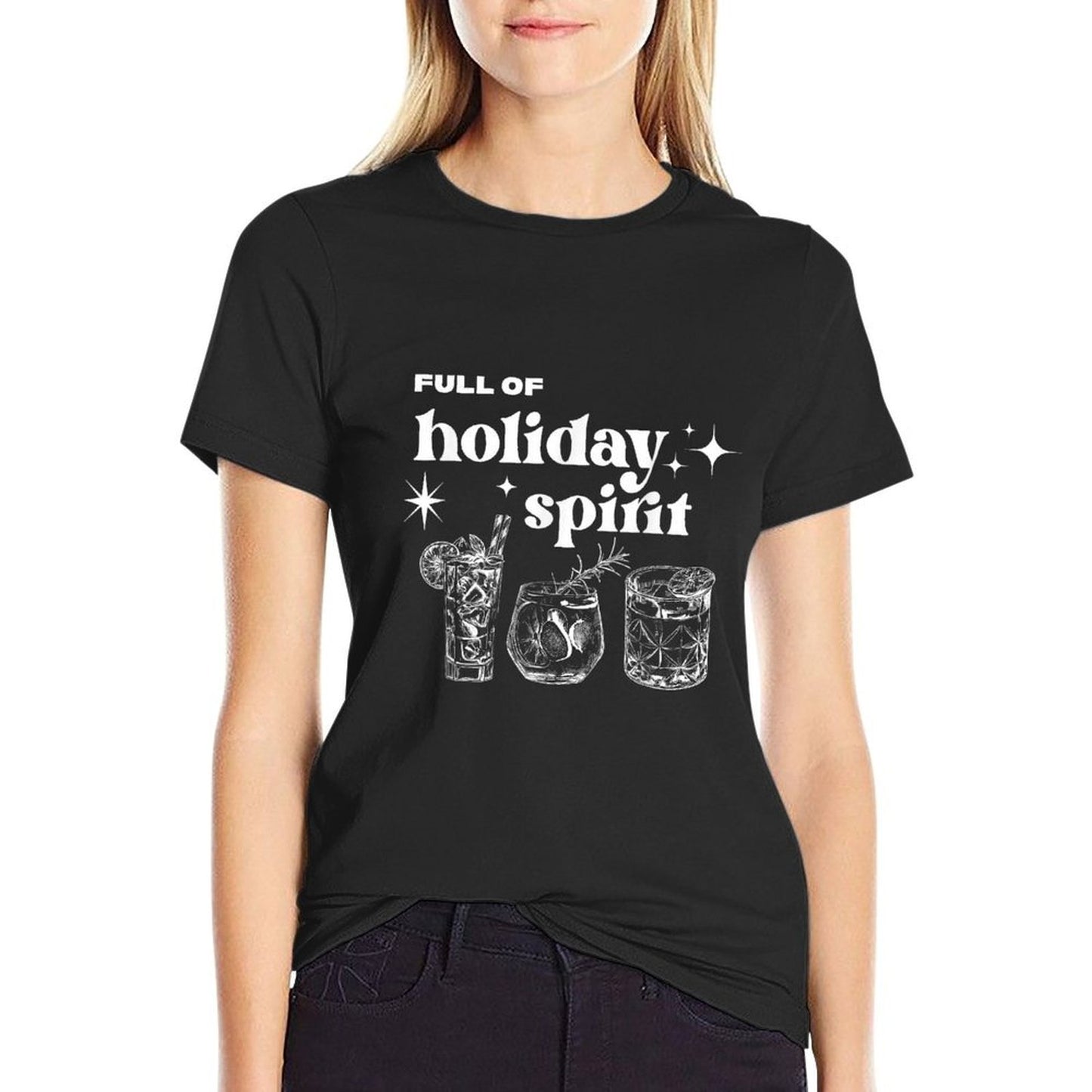 Christmas Full of Holiday Spirit Cocktail Club Women Men  Versatile T-Shirt