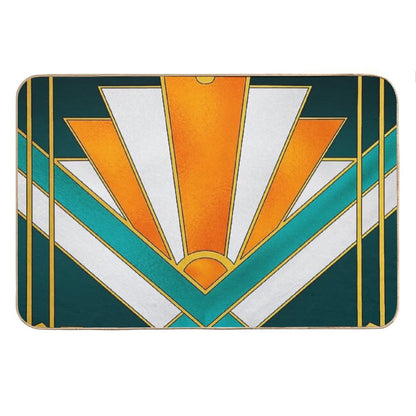 Orange And Green Art Deco Bath Mat