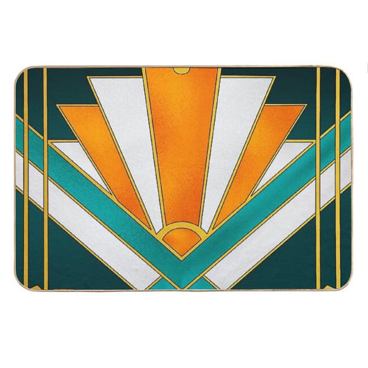 Orange And Green Art Deco Bath Mat