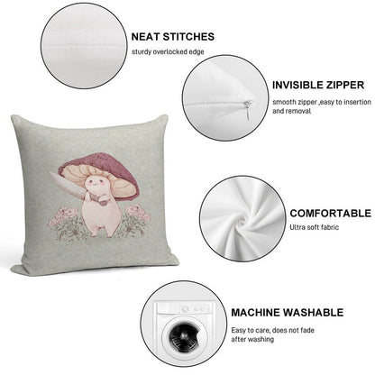 Let Me See What You Have Little Mushroom (no Text) Soft High-Density Material Throw Pillow