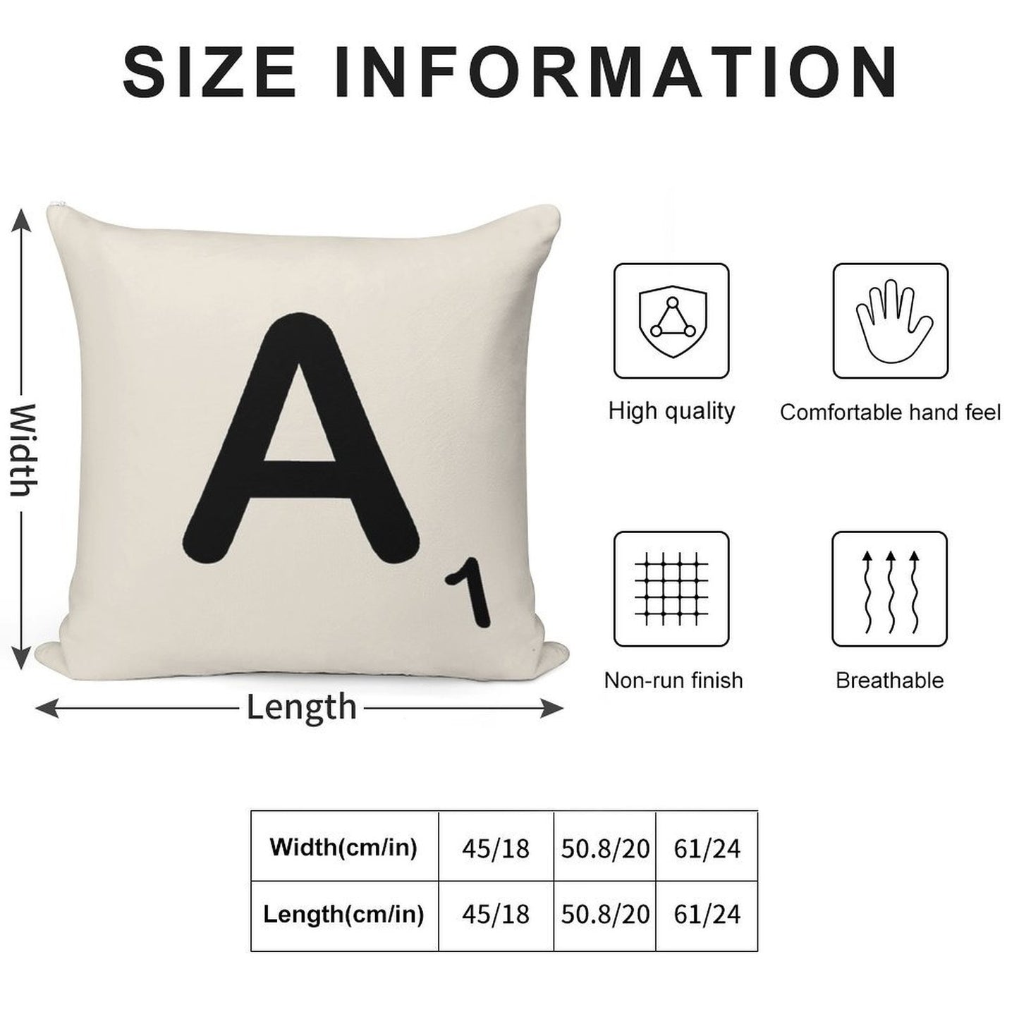 Scrabble Tile A Soft Shrink-Resistant Throw Pillow