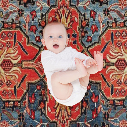 Kashan Poshti Central Persian Rug Print Throw Blanket