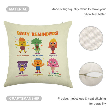 Noodle & Pals  Daily Reminders Linen Throw Pillow Cover