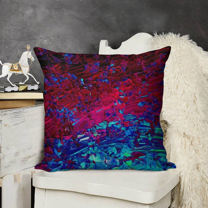 ETERNAL TIDE Bold Rich Colorful Deep Purple Fuchsia Magenta Turquoise Royal Blue Ombre Waves Abstract Acrylic Painting Linen Throw Pillow Cover