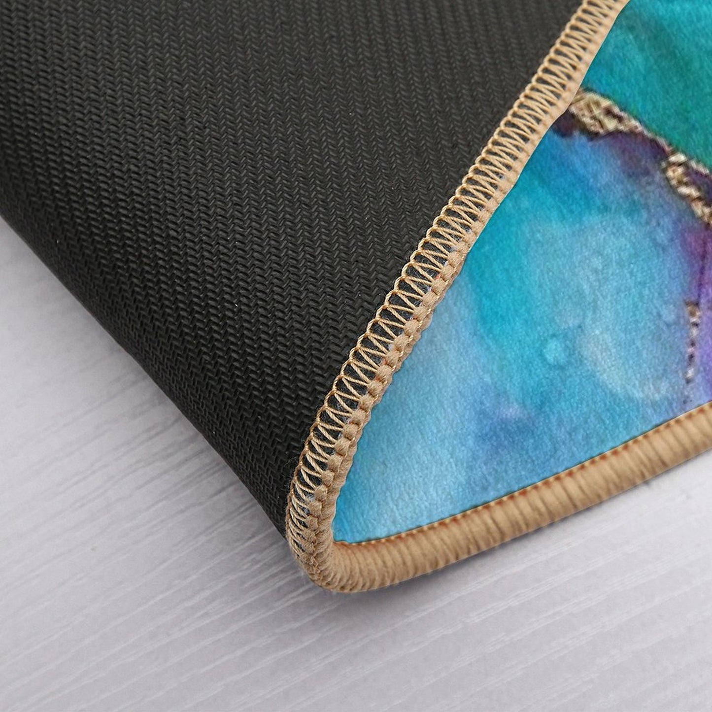 Abstract Faux Marble Mermaid Gemstone With Gold Glitter Bath Mat