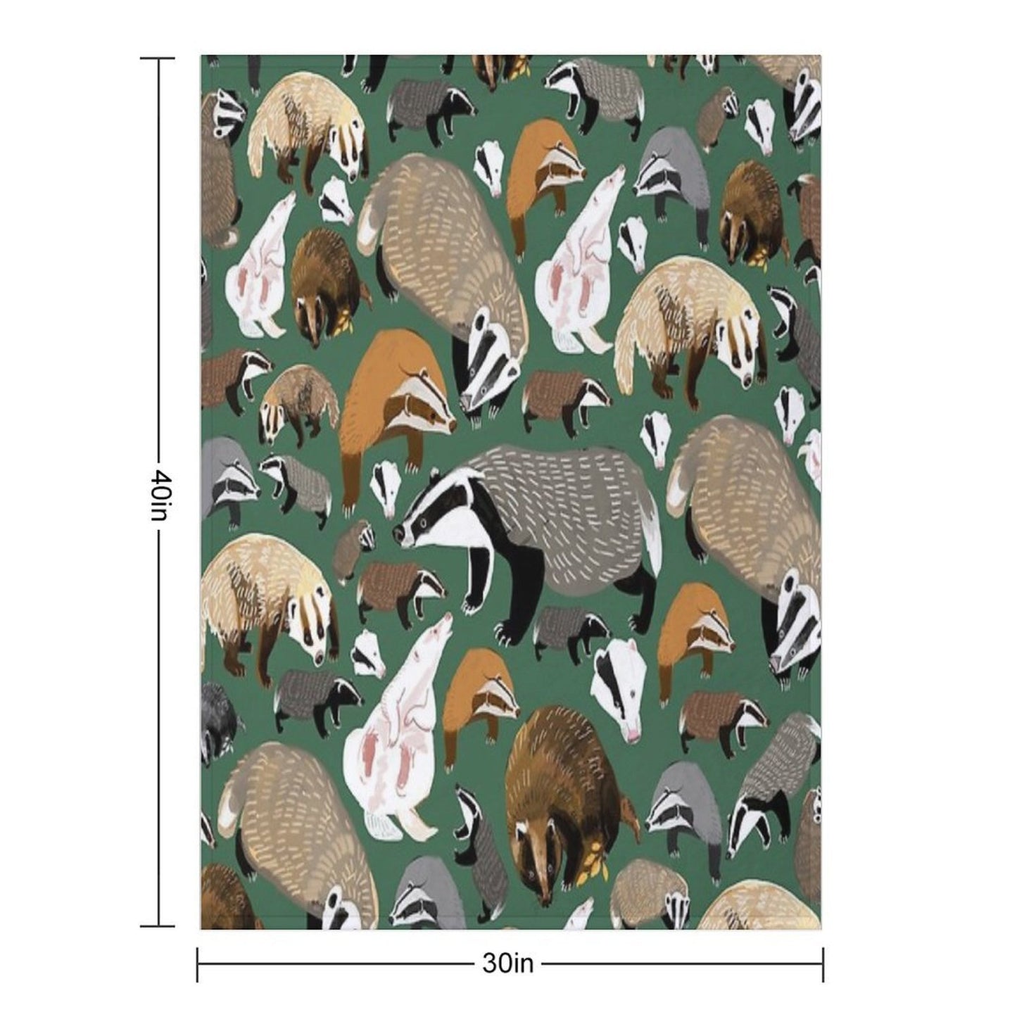 Eurasian Badgers Pattern Green Throw Blanket