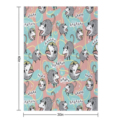 Opossum Screm Throw Blanket