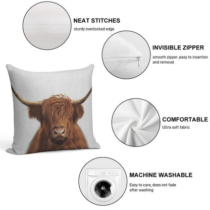 Highland Cow - Colorful Soft Decorative Cover Throw Pillow