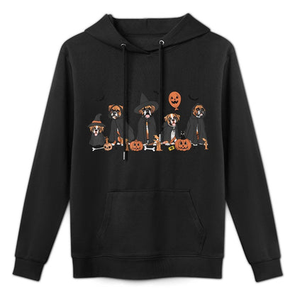 Five Witch Boxer Dog Halloween Boxer Dog Spooky Season Women Cotton-Polyester Blend Hoodie