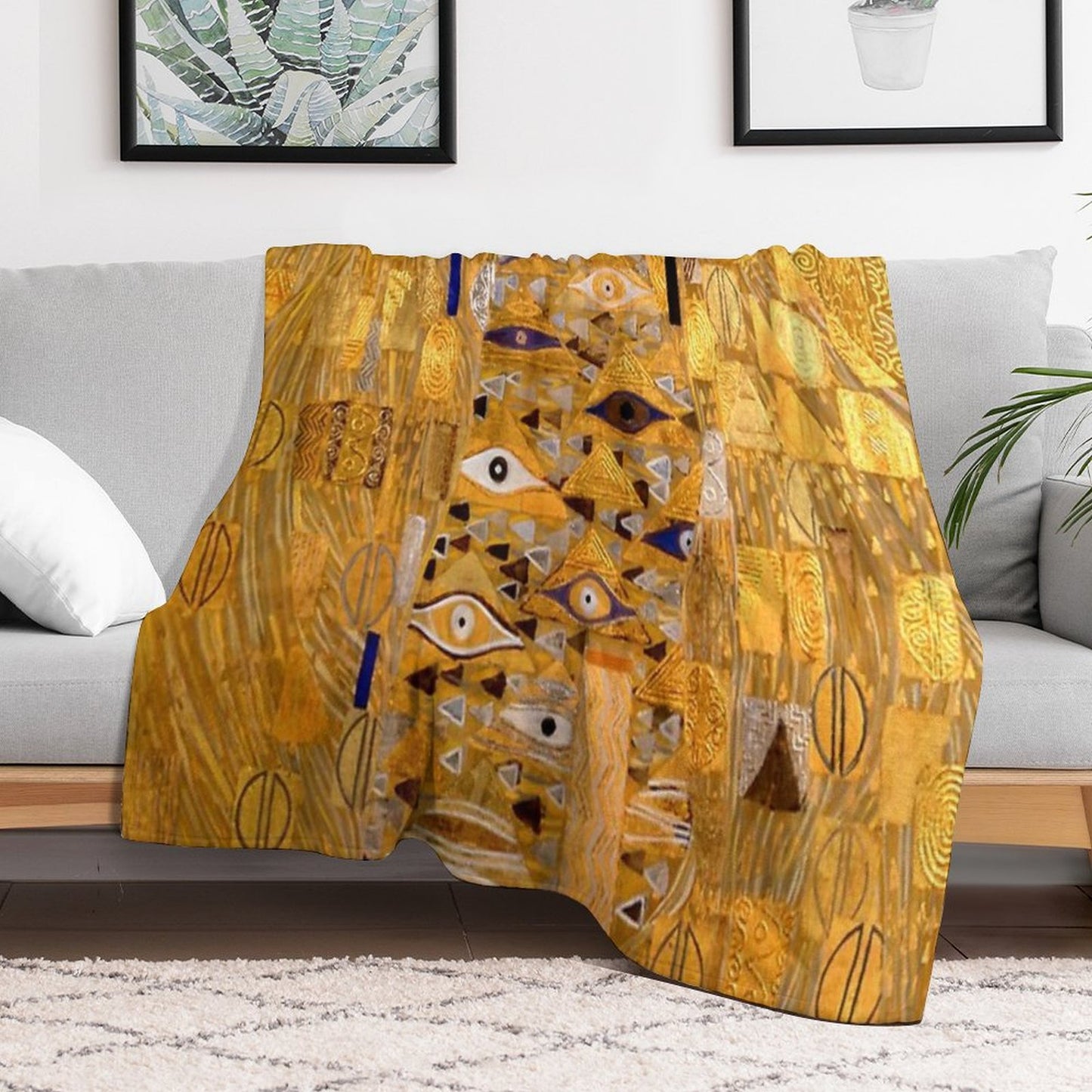 Adele Bloch-Bauer I - Detail by Gustav Klimt Gold Throw Blanket