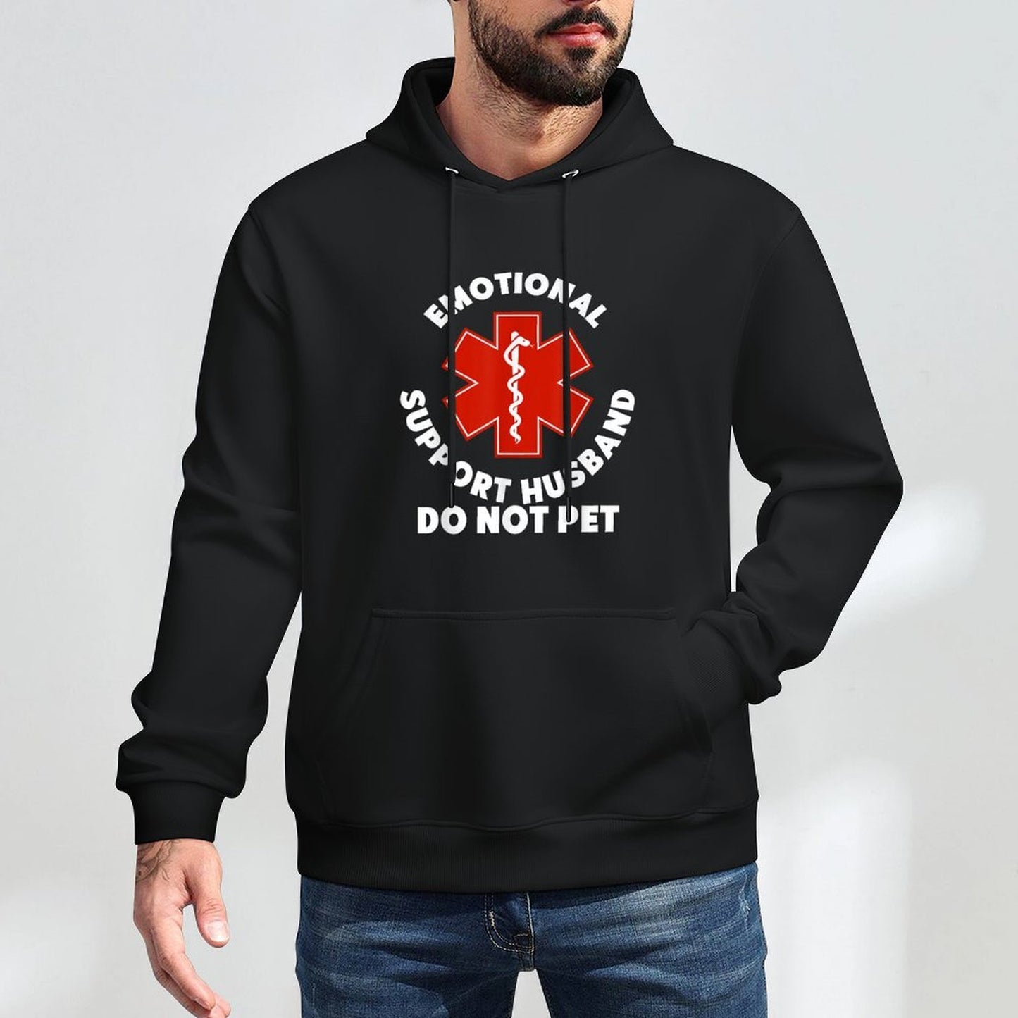 Emotional Support Husband Do Not Pet Funny Breathable Fabric Hoodie