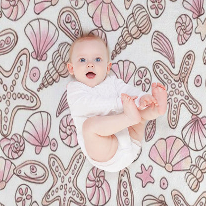Millennial Pink Seashells Throw Blanket