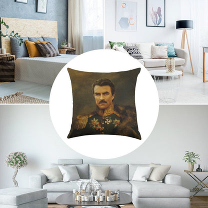 Tom Selleck - Replaceface Linen Throw Pillow Cover