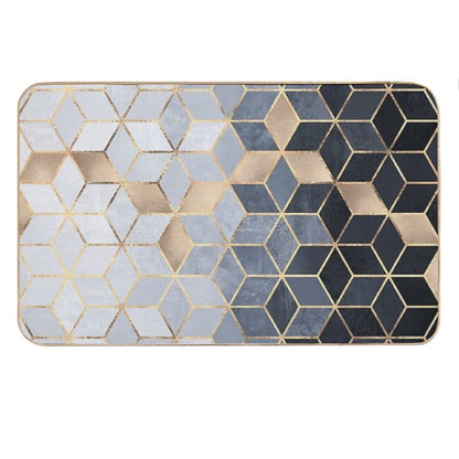 Soft Blue Gradient Cubes Bath Mat