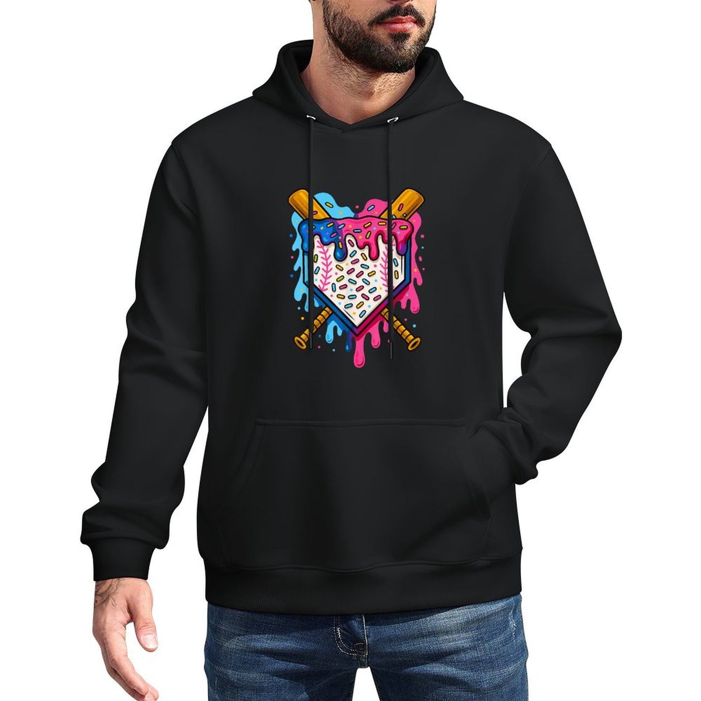 Baseball Boys Ice Cream Drip Baseball Layering Staple Hoodie