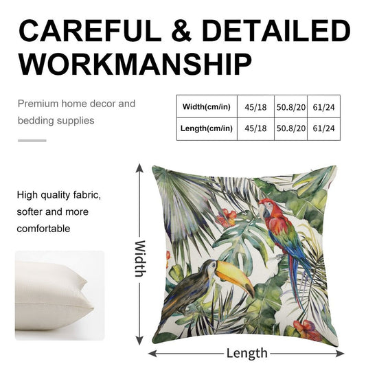 TROPICAL JUNGLE Linen Throw Pillow Cover