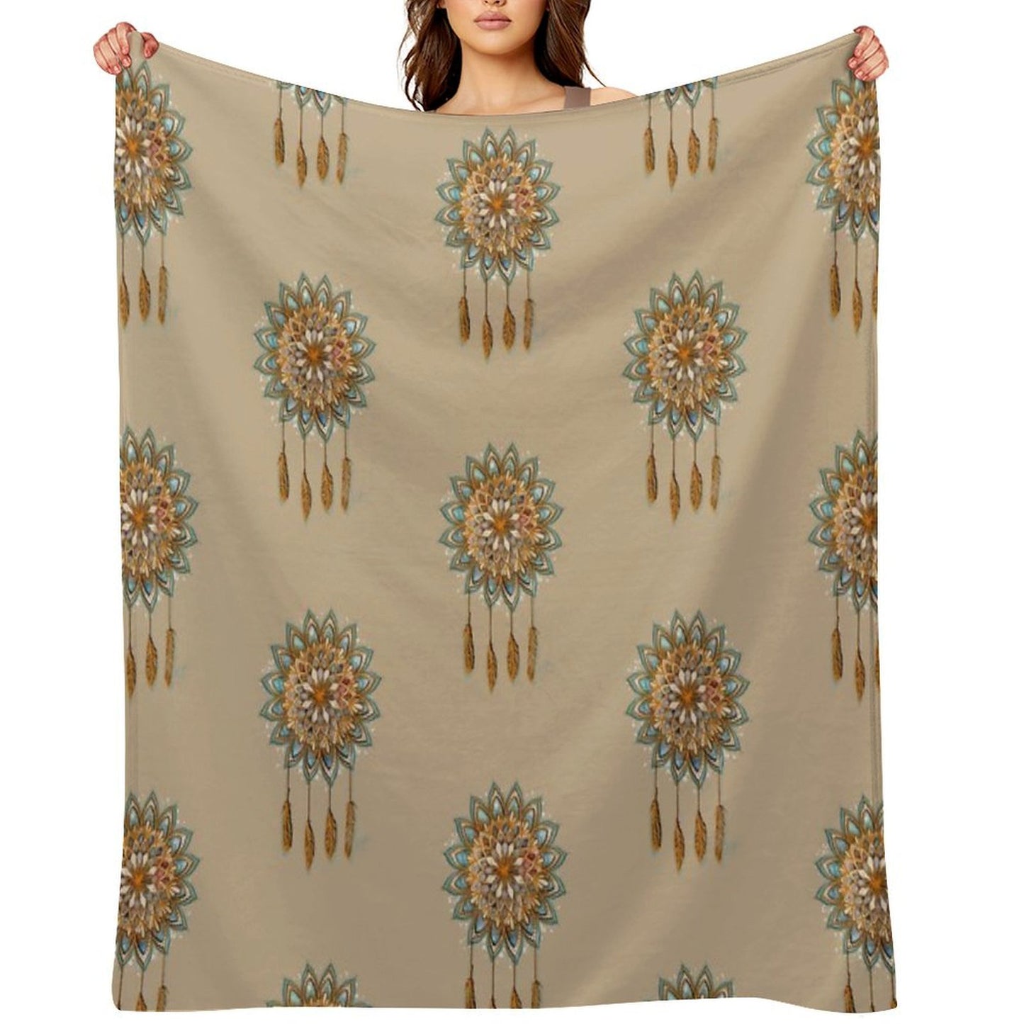 Golden Dreams Dreamcatcher Throw Blanket