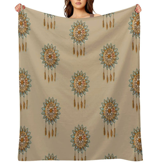 Golden Dreams Dreamcatcher Throw Blanket
