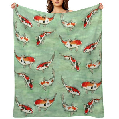La Ronde Des Carpes Koi Throw Blanket