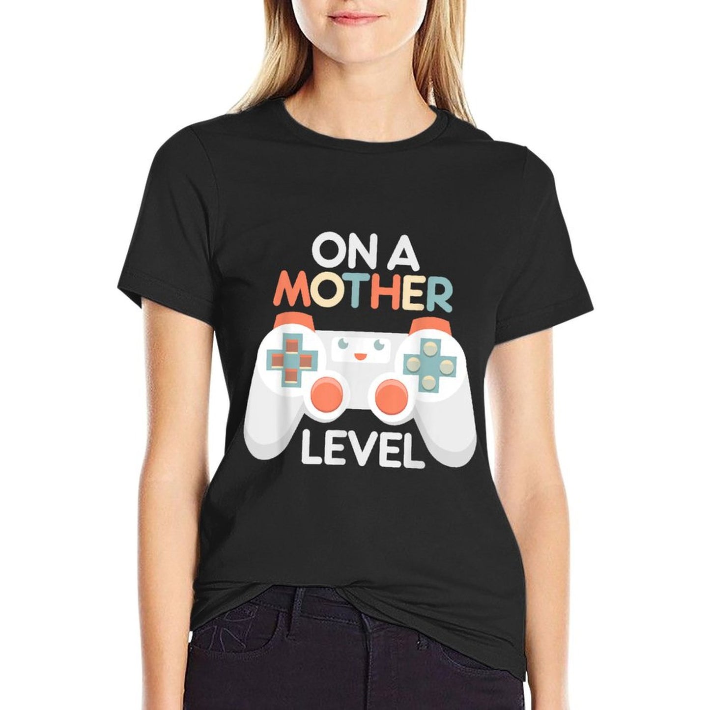 Funny Mothers Day Gamer Mom Gaming On A Mother Level Up Game T-Shirt