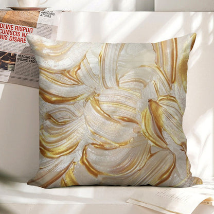 Cream & Gold Wet Paint Linen Throw Pillow Cover