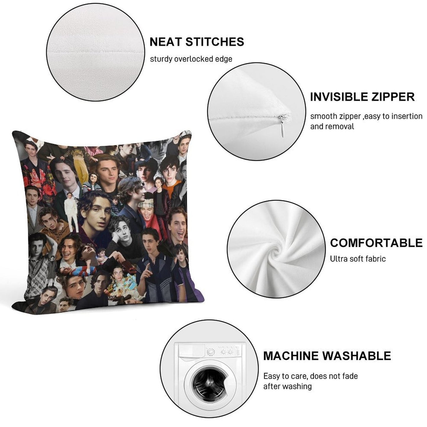 Timothee Chalamet Soft Shrink-Resistant Throw Pillow