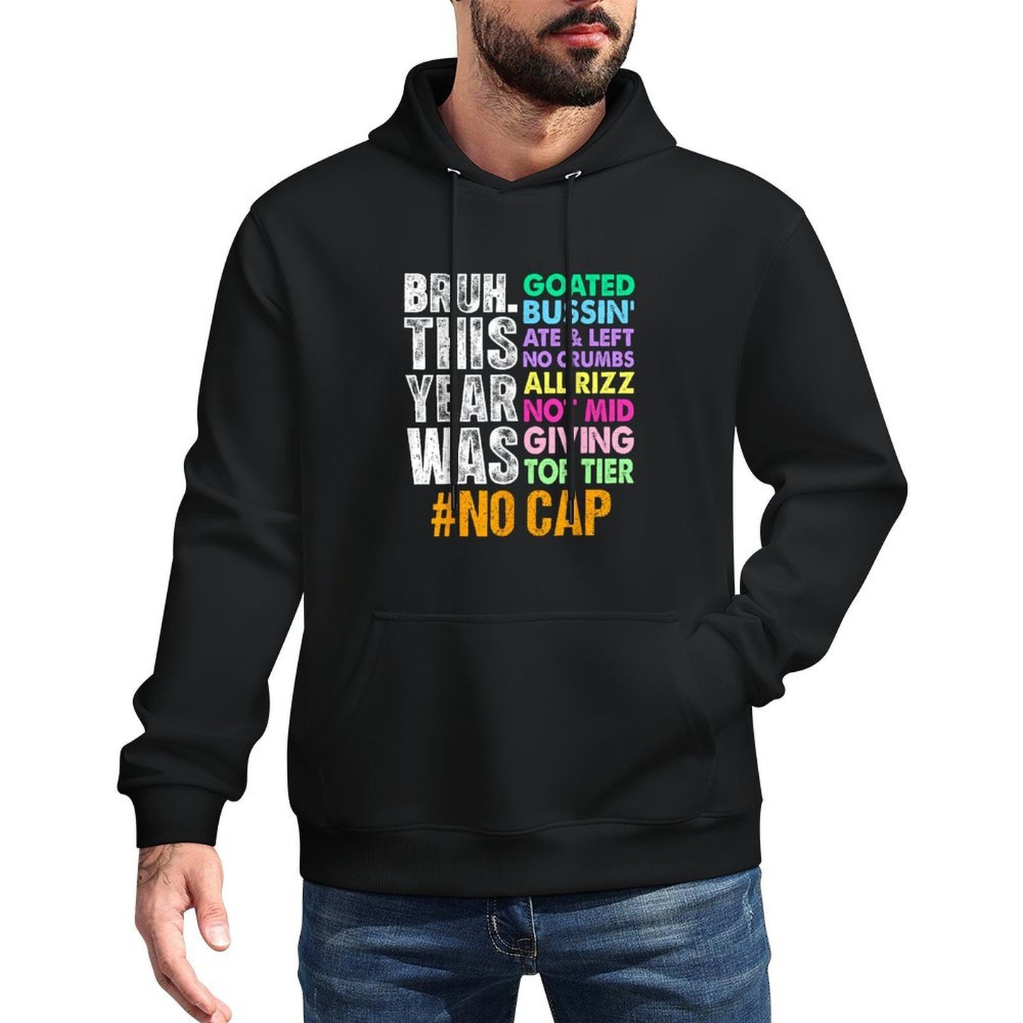 Bruh This Year Was Goated No Cap Funny Last Day of School Medium-Weight Fabric Hoodie