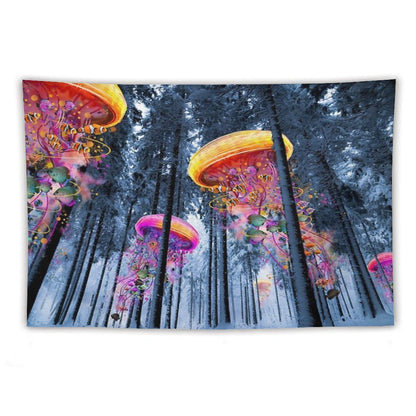 New Winter Forest of Electric Jellyfish Worlds Tapestry