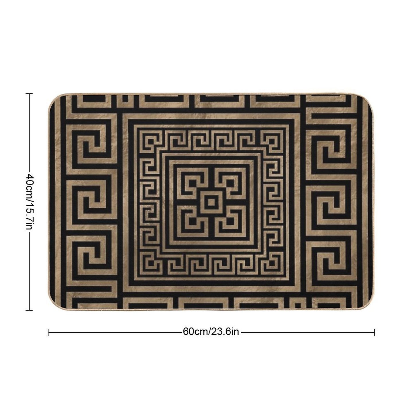 Greek Key Ornament - Greek Meander -Gold on Black Bath Mat