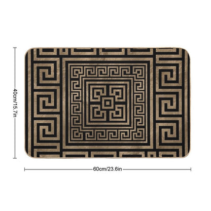 Greek Key Ornament - Greek Meander -Gold on Black Bath Mat