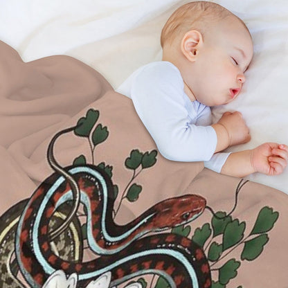 Garter Snakes with White Peonies Throw Blanket