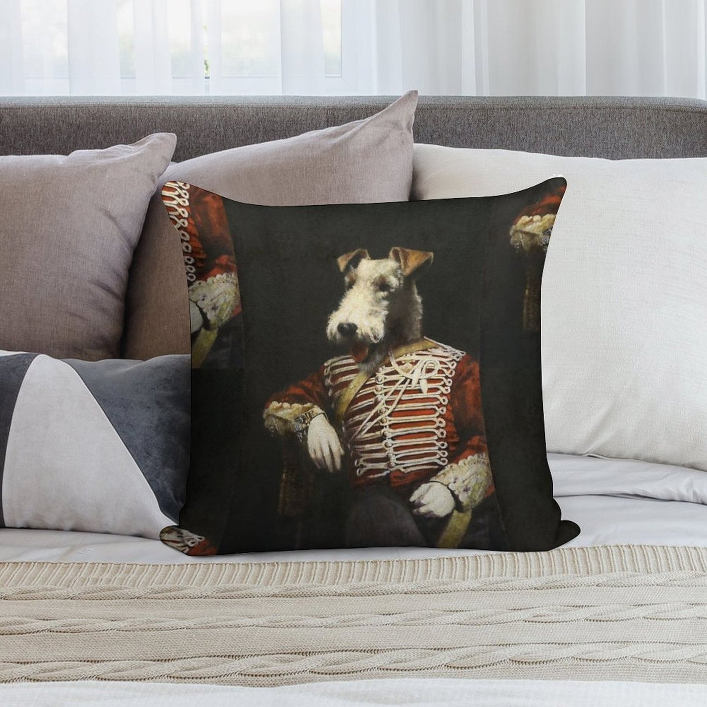 Victorian Fox Terrier In Uniform Soft Skin-Friendly Throw Pillow