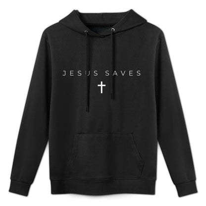 Jesus Saves Cross Subtle Christian Minimal Religious Faith Machine Washable Hoodie