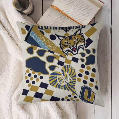 Quinnipiac University Collage Linen Throw Pillow Cover