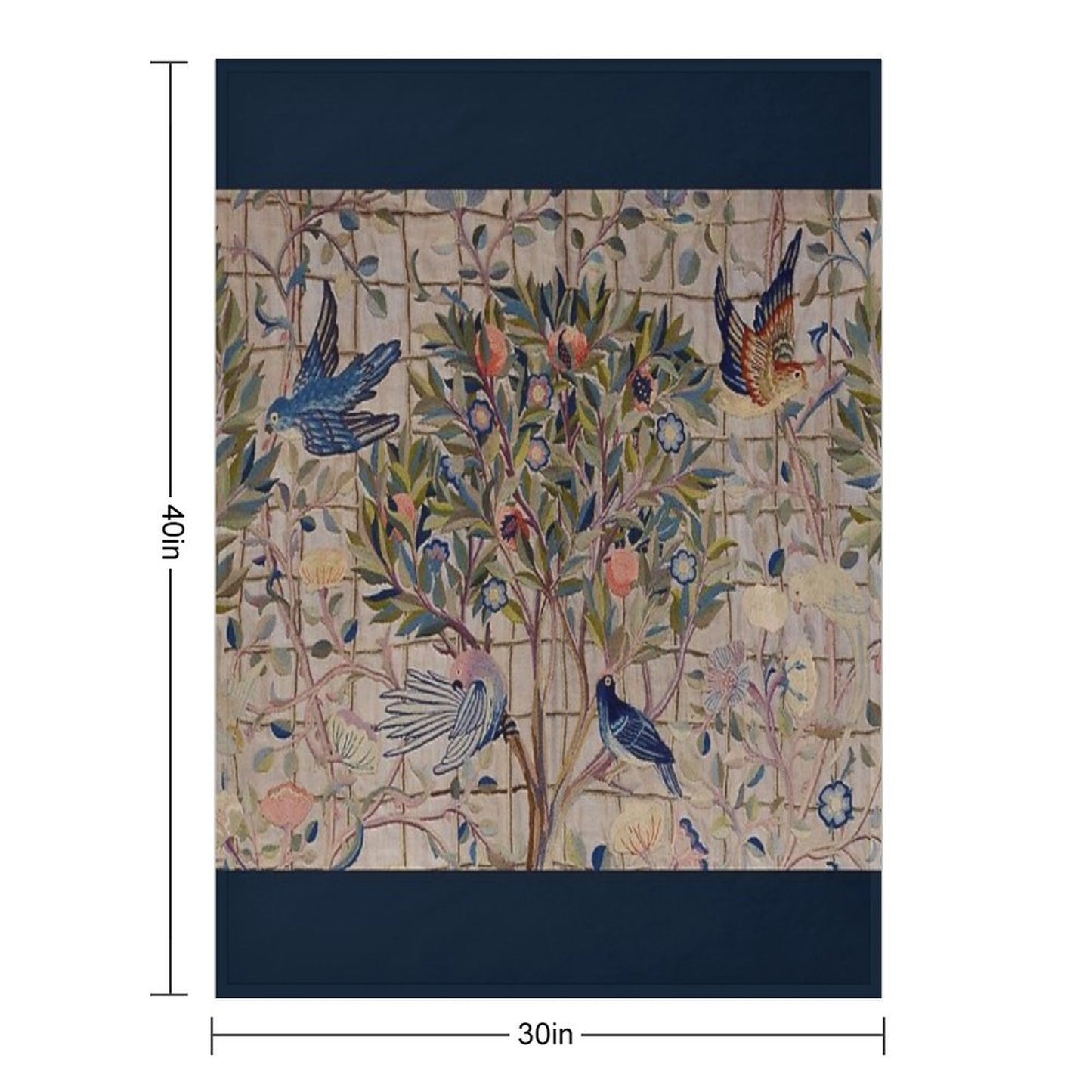 William Morris Kelmscott Trellis Embroidery Throw Blanket