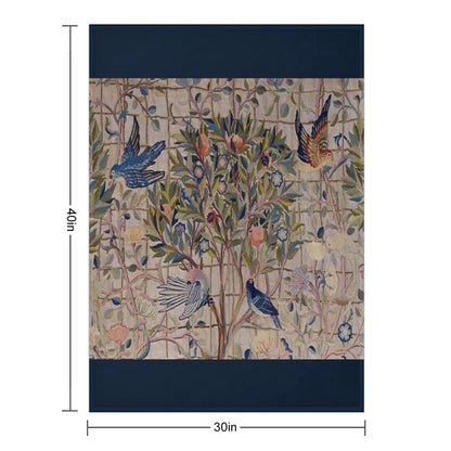 William Morris Kelmscott Trellis Embroidery Throw Blanket